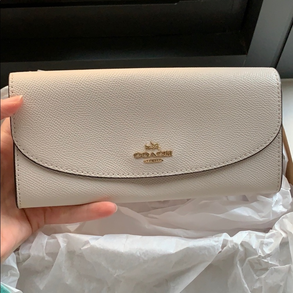Brand New White Chalk Coach Slim Envelope Wallet